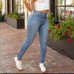 Medium Blue High Waist Skinny Jeans